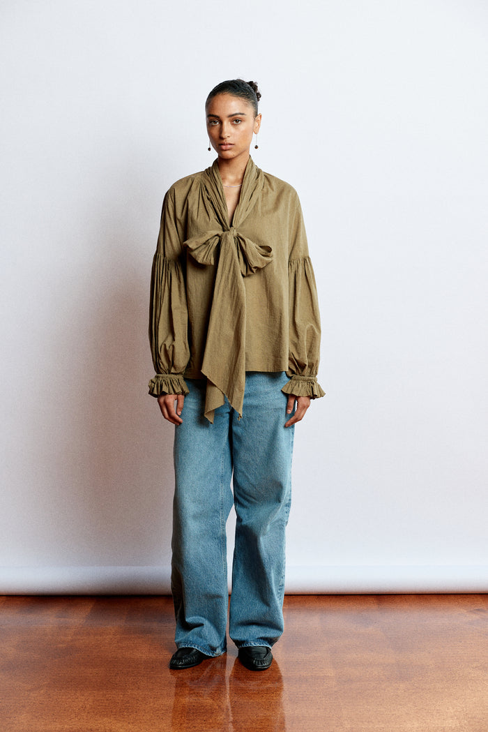 Mahsa Bow Blouse - Kelp Hyde Boutique
