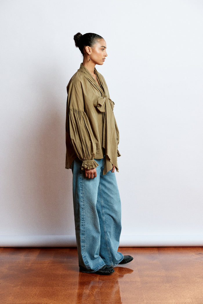 Mahsa Bow Blouse - Kelp Hyde Boutique