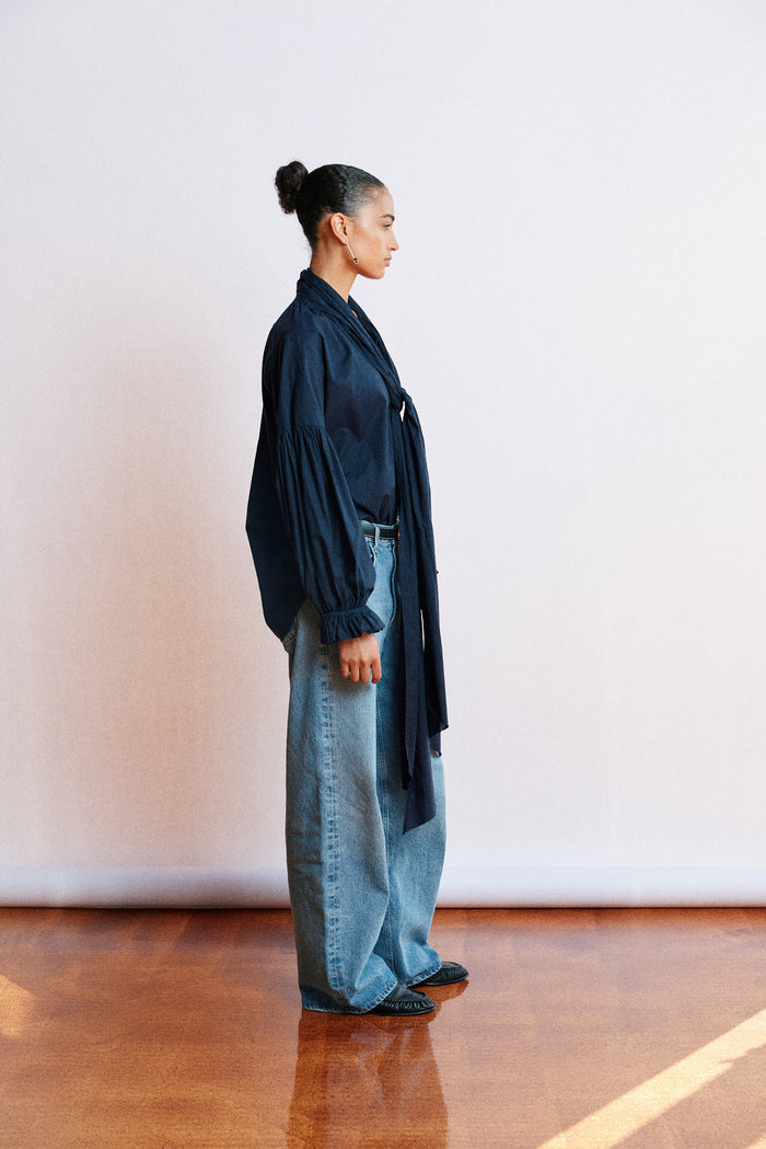 Måhsa Bow Blouse - Navy Hyde Boutique