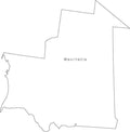 Digital Black & White Mauritania map in Adobe Illustrator EPS vector format