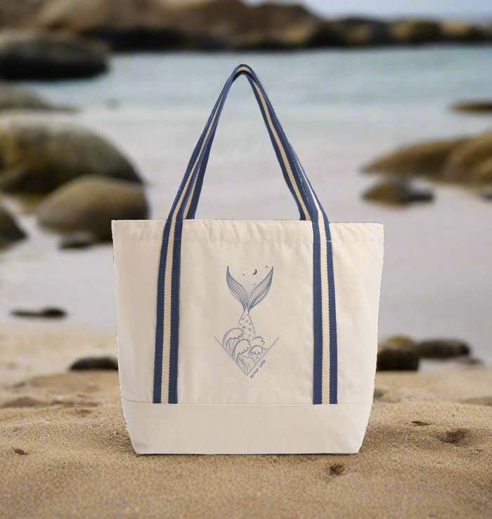 Natural/French Navy Heat Transfer Bag