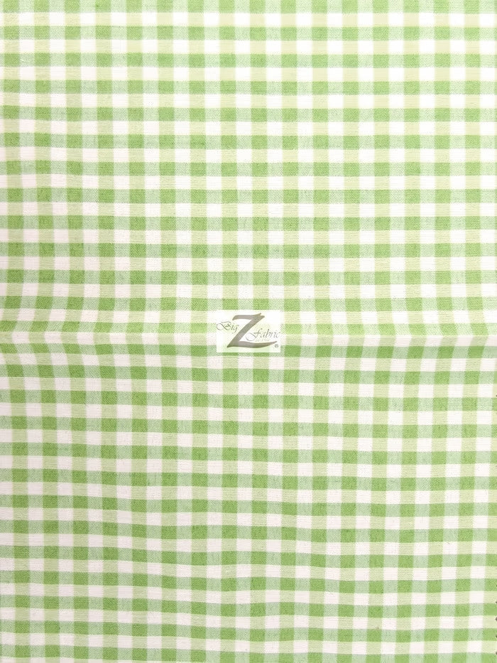 Mini Checkered Gingham Poly Cotton Printed Fabric / Mint / Sold By The Yard