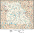 Missouri Map with Capital, County Boundaries, Cities, Roads, and Water Features