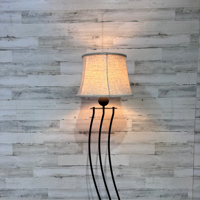 Modern Black Metal Squiggle Floor Lamp with Beige Shade