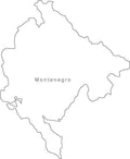 Digital Black & White Montenegro map in Adobe Illustrator EPS vector format