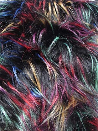 Multi #4 Fireworks Shaggy Long Pile Faux Fur Fabric / Sold By The Yard
