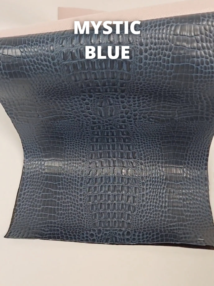 Mystic Blue Crocodile Marine Vinyl Fabric / Sold By The Yard