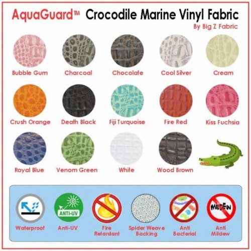 Mystic Blue Crocodile Marine Vinyl Fabric / Sold By The Yard