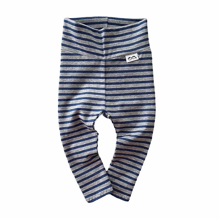 Navy Stripes on Heather Grey Leggings