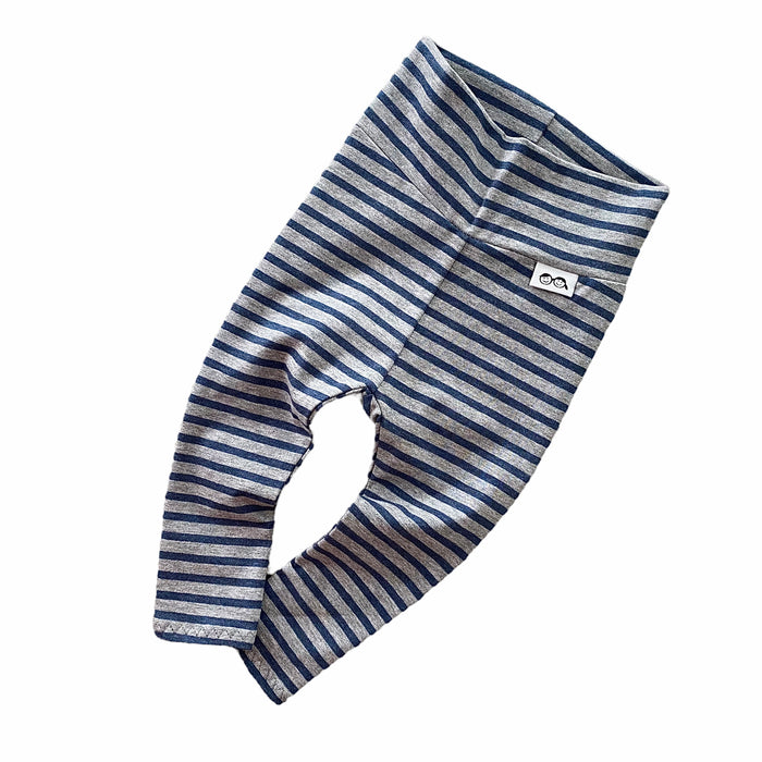 Navy Stripes on Heather Grey Leggings