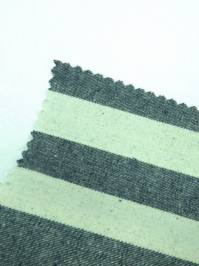 Navy with Natural Wide Stripe Heavyweight 100% Cotton Yarn Dye Denim