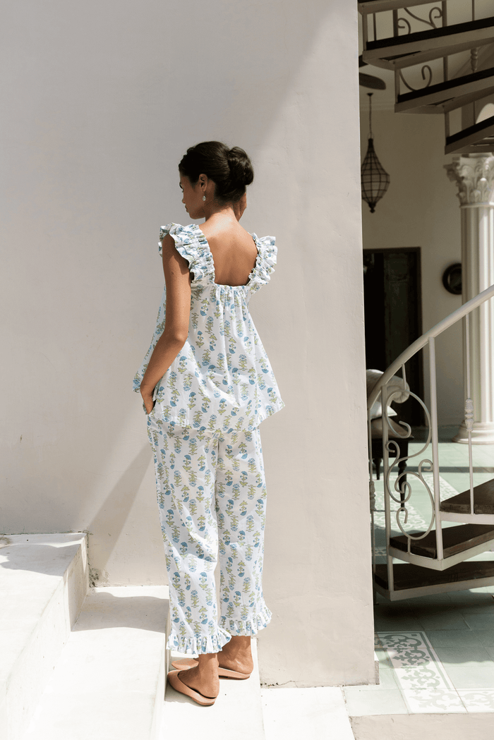 Piyama Nicolette Sleep Set - Pants - Lotus Flower - Blue — view 3