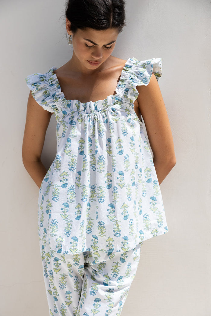Piyama Nicolette Sleep Set - Pants - Lotus Flower - Blue — view 5