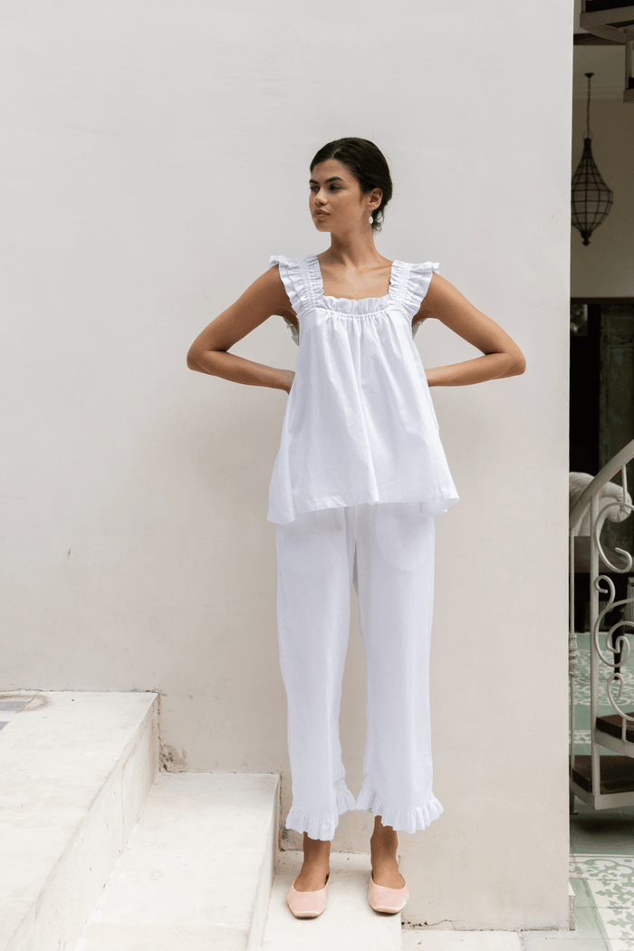 Piyama Nicolette Sleep Set - Pants - White Washed Cotton — view 5