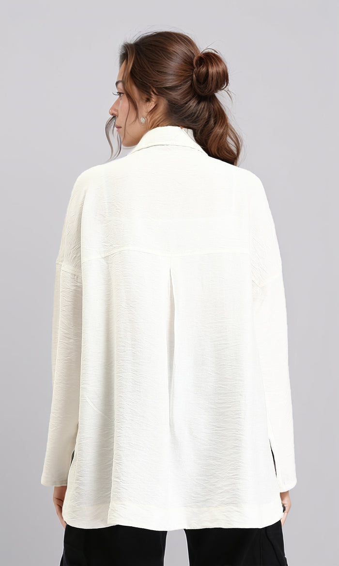 O203325 - Relaxed Fit Long Sleeves Textured Shirt - Cream