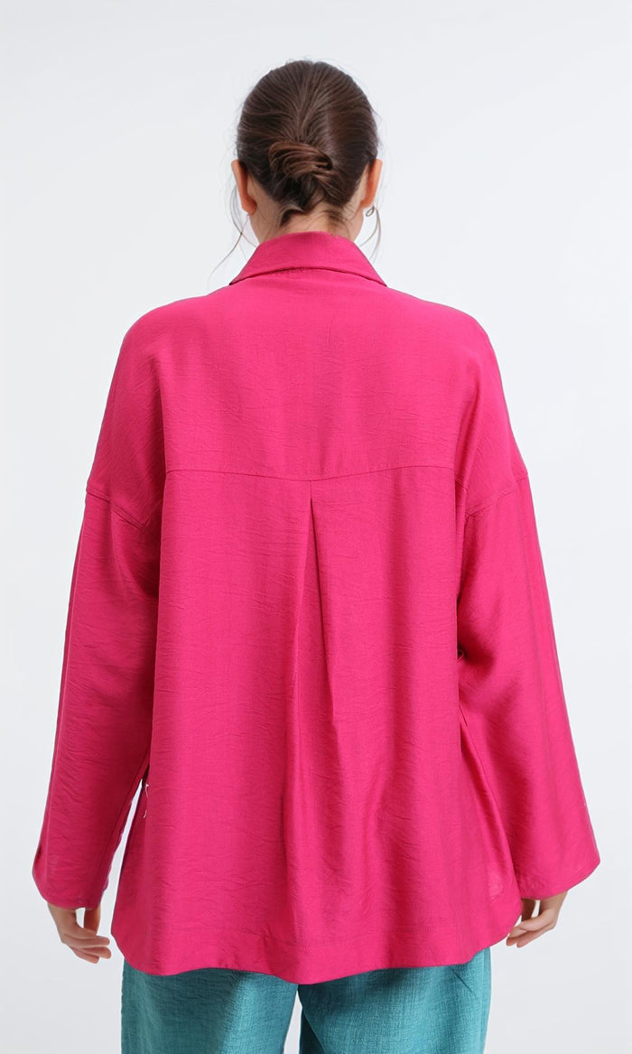 O203326 - Long Sleeves Shirt with Front Pockets - Fuchsia