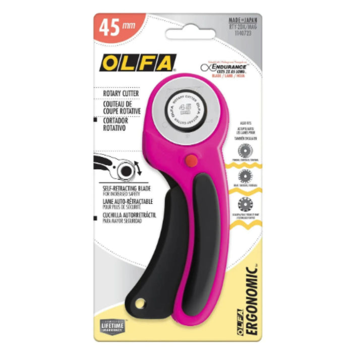 Olfa 45mm Ergonomic Rotary Cutter Magenta