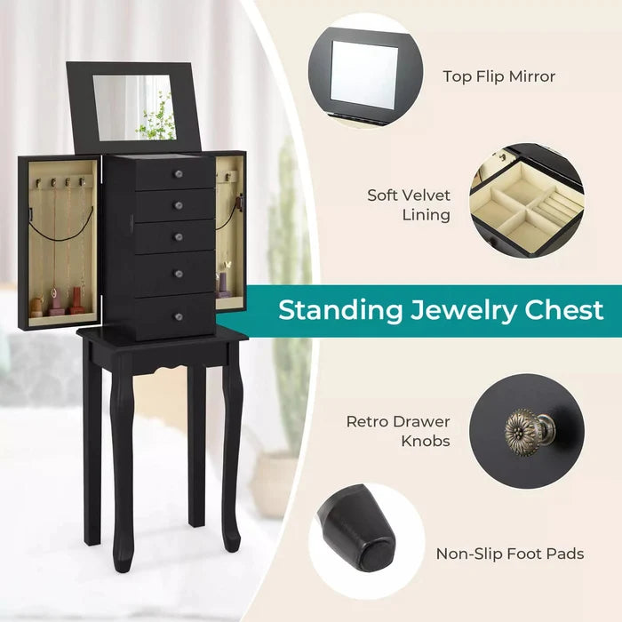Paige Mirror Jewelry Armoire Cabinet Canva Home