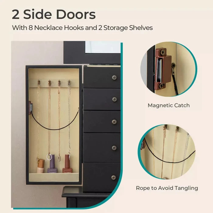 Paige Mirror Jewelry Armoire Cabinet Canva Home