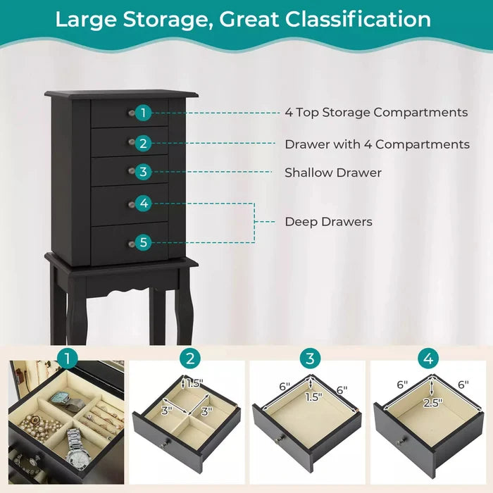 Paige Mirror Jewelry Armoire Cabinet Canva Home