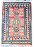 Pakistani knotted woolen carpet, 2x3 ft