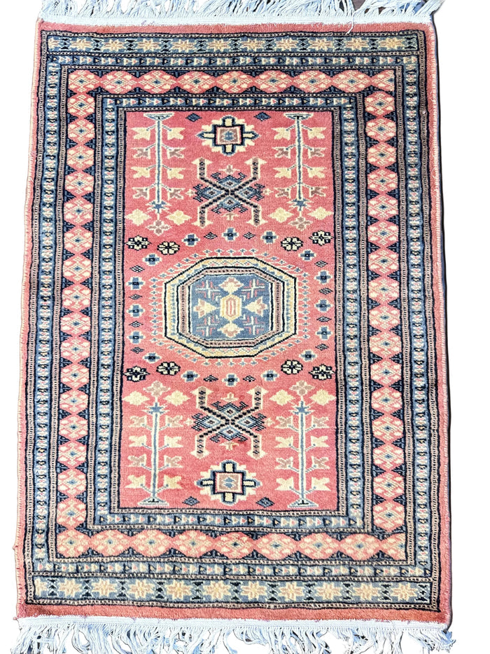 Pakistani knotted woolen carpet, 2x3 ft