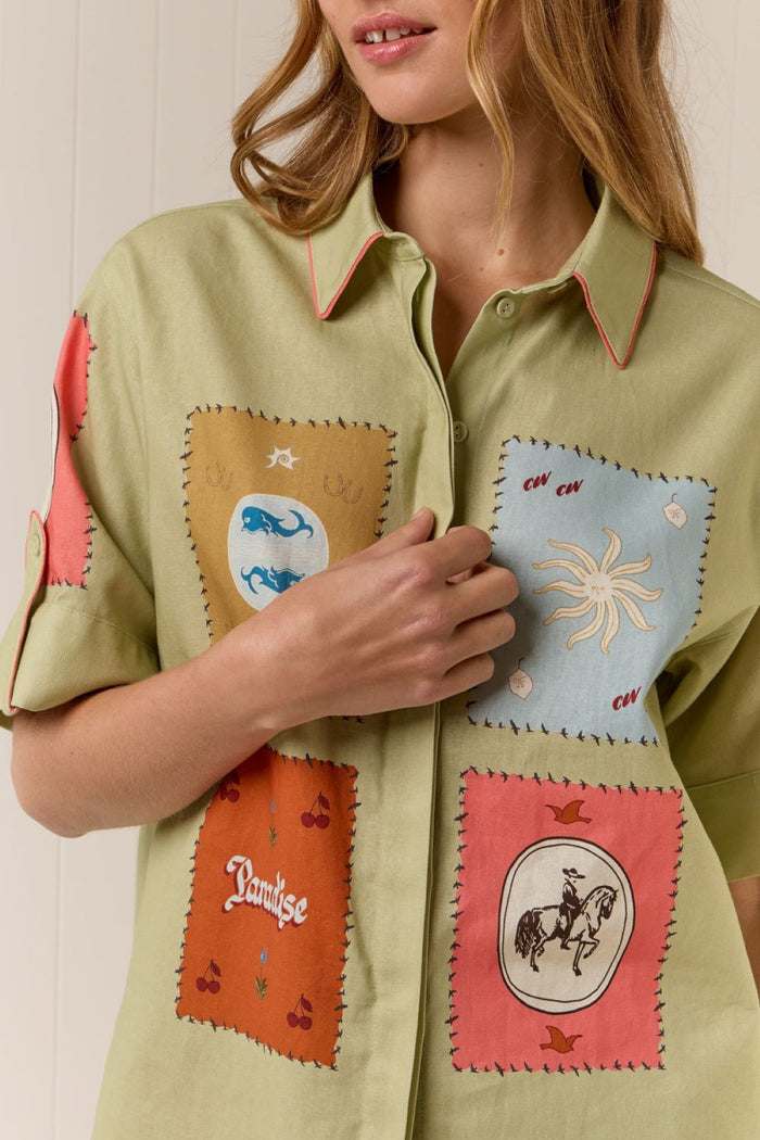 Palm Noosa Maya Shirt - Maya Tile Apparel > Women > Clothing > Shirts & Tops > Shirts > Button-Up Shirts > Palm Noosa Hyde Boutique