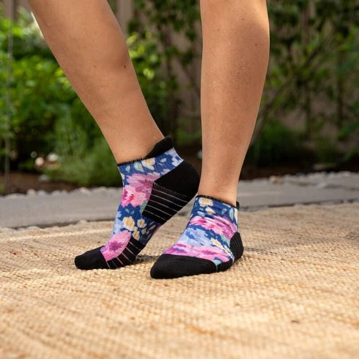 Viasox Paws Petals Ankle Compression Socks 3-Pack stretched display