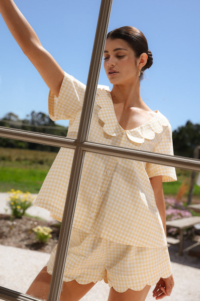 Piyama Penelope Sleep Set - Cotton - Gingham Yellow — view 4