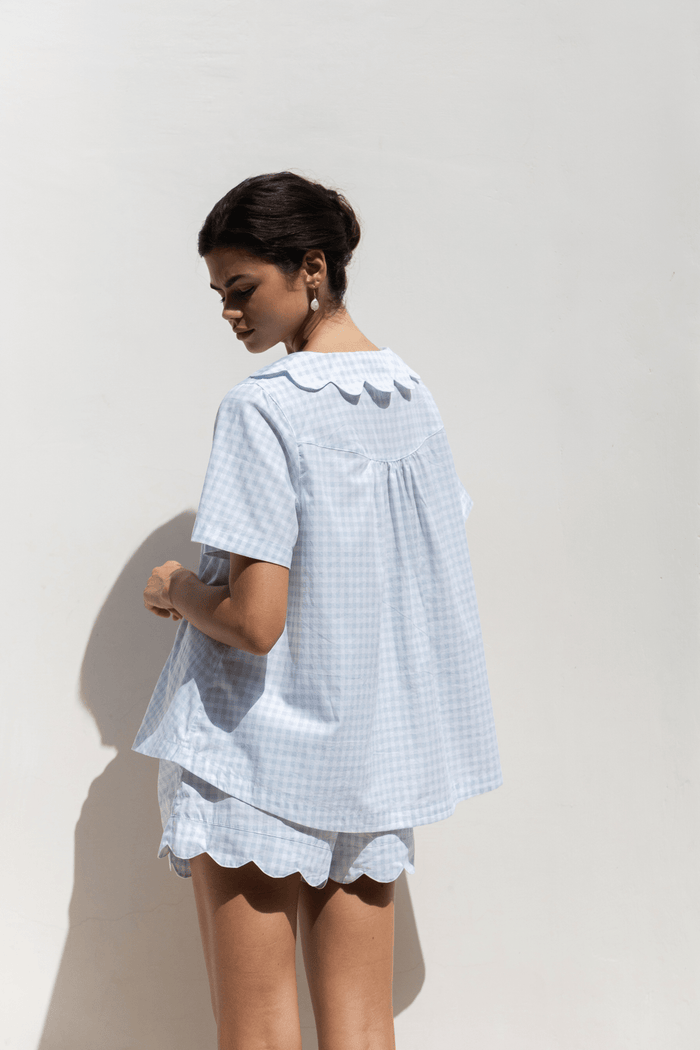 Piyama Penelope Sleep Set - Gingham Pale Blue — view 3