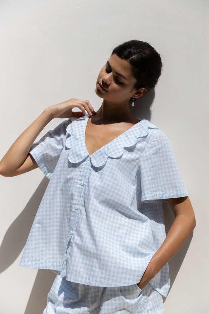 Piyama Penelope Sleep Set - Gingham Pale Blue — view 5