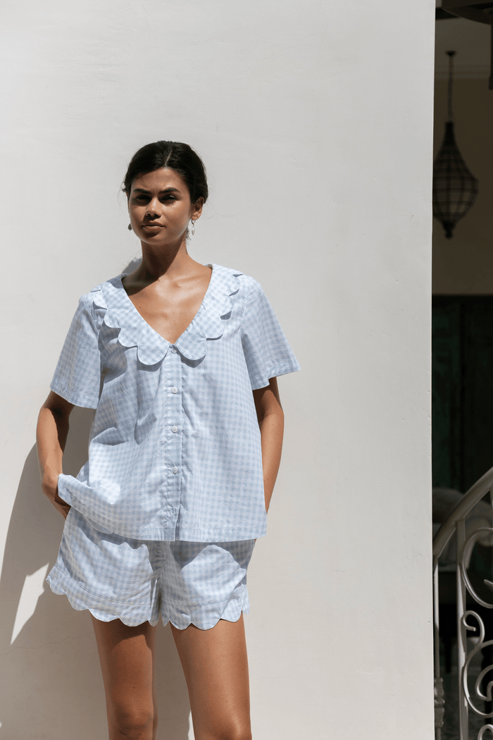 Piyama Penelope Sleep Set - Gingham Pale Blue — view 6