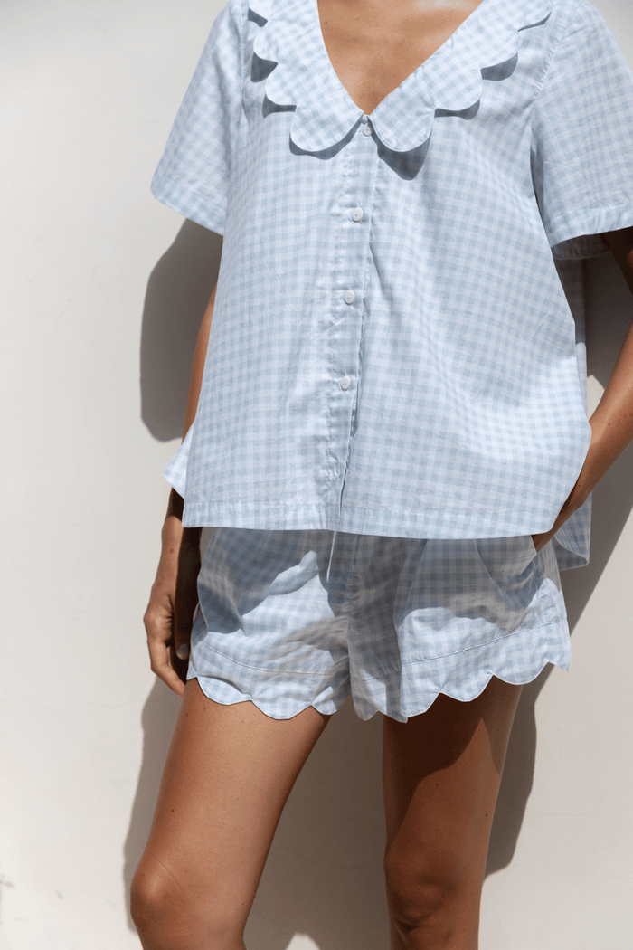 Piyama Penelope Sleep Set - Gingham Pale Blue — view 8