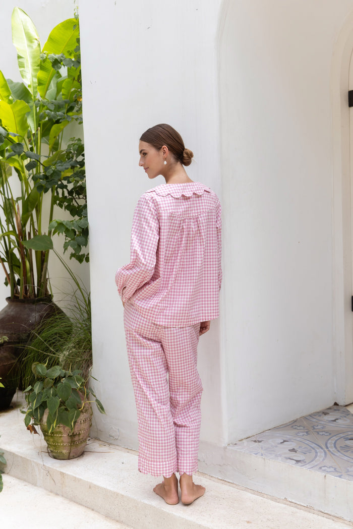 Piyama Penelope Sleep Set - Long - Gingham - Berry — view 5