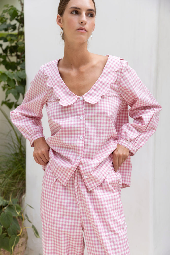 Piyama Penelope Sleep Set - Long - Gingham - Berry — view 6