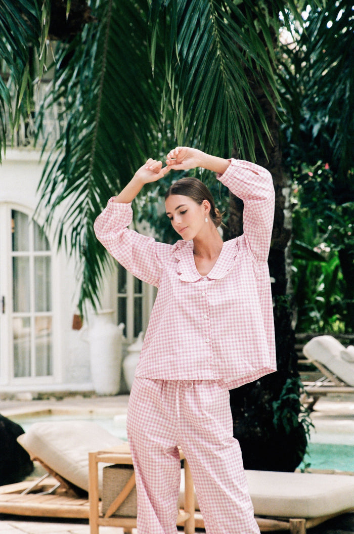 Piyama Penelope Sleep Set - Long - Gingham - Berry — view 7