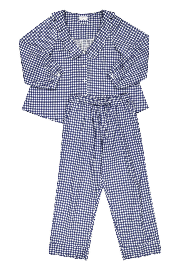 Piyama Penelope Sleep Set - Long - Gingham - Navy — view 3