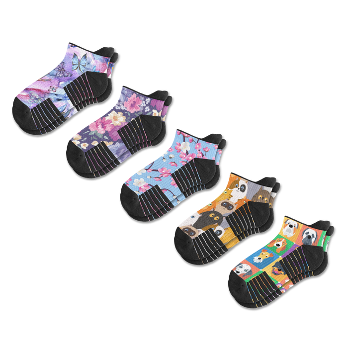 Viasox Pet Garden Ankle Compression Socks 5-Pack Bundle front view