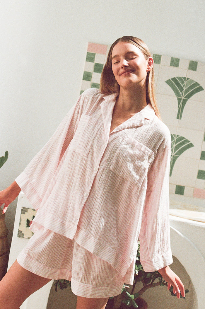 Peta Resort Set - Cotton - Pink Stripe