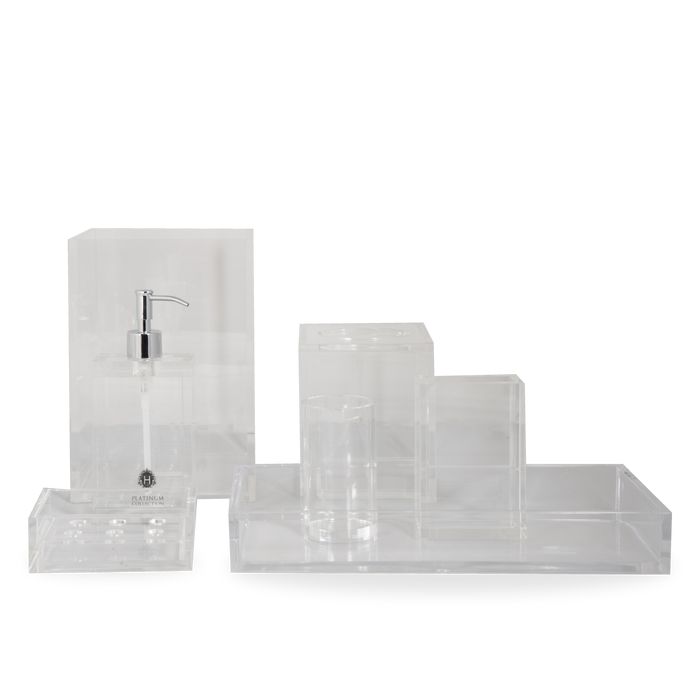 The Platinum Collection is made of transparent lucite and features a chic and modern style.