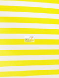 Poly Cotton 1 Inch Stripe Fabric / Yellow/White / Sold By The Yard