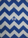 Poly Cotton Fabric 1" Zig Zag Chevron / White/Royal / Sold By The Yard||color:Royal Blue/White