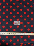 Poly Cotton Printed Fabric Big Polka Dots / Black/Red Dots / Sold By The Yard