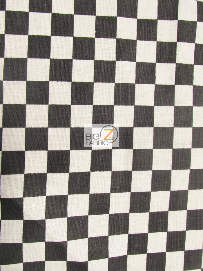 Poly Cotton Printed Fabric Square Checkered / Mini Black/White / Sold By The Yard||color:Mini Black