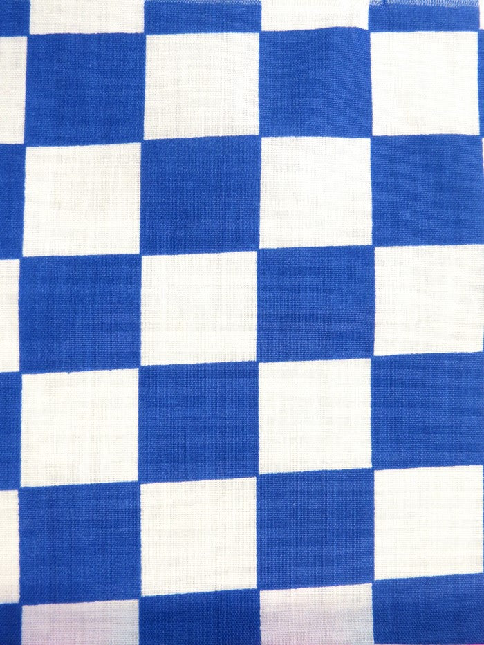 Poly Cotton Printed Fabric Square Checkered / Royal/White / Sold By The Yard||color:Royal Blue