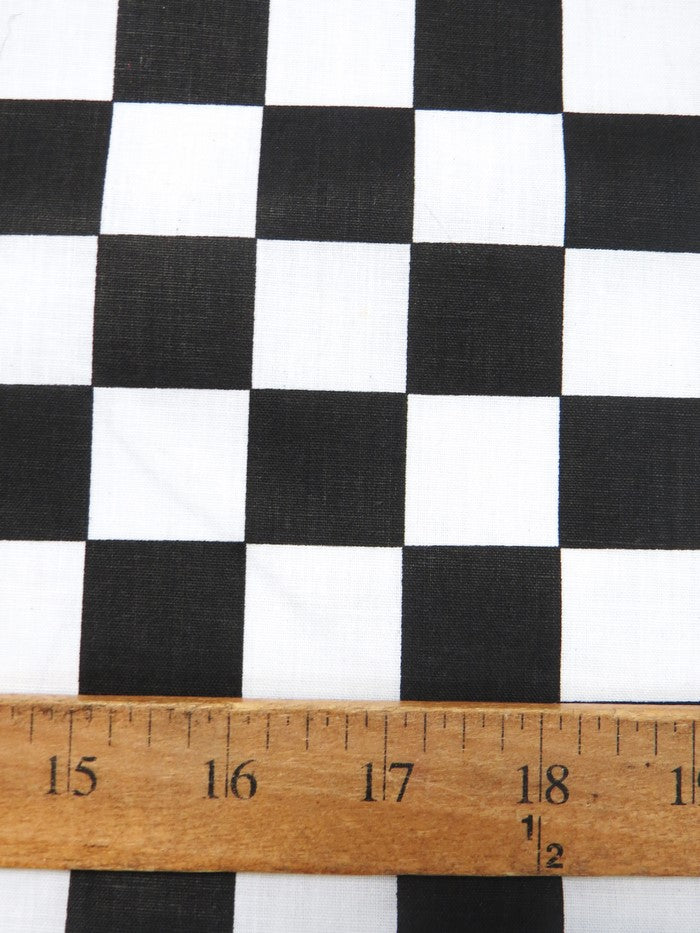 Poly Cotton Printed Fabric Square Checkered / Royal/White / Sold By The Yard