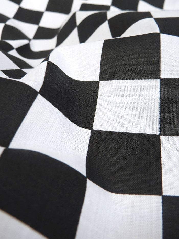 Poly Cotton Printed Fabric Square Checkered / Royal/White / Sold By The Yard