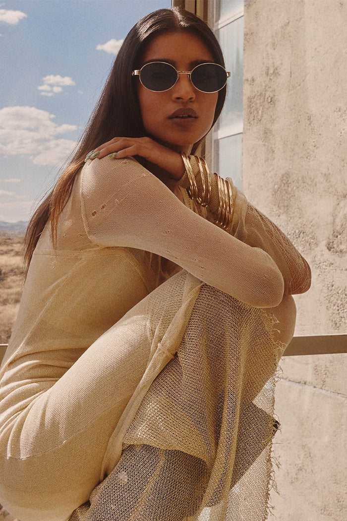 QUAY Anyways Sunglasses - Gold Frame/Smoke Lens