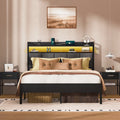 Queen Bed Frame with LED Lights Headboard - Canva Home