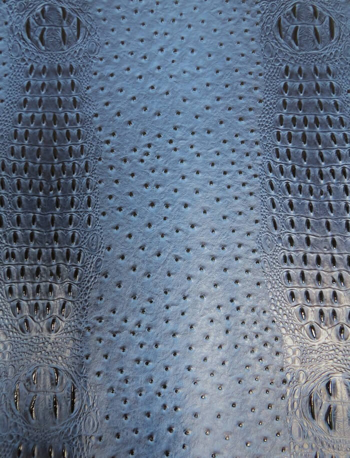 Raging Blue Mutant Ostrich Gator Embossed Vinyl Fabric / Sold By The Yard